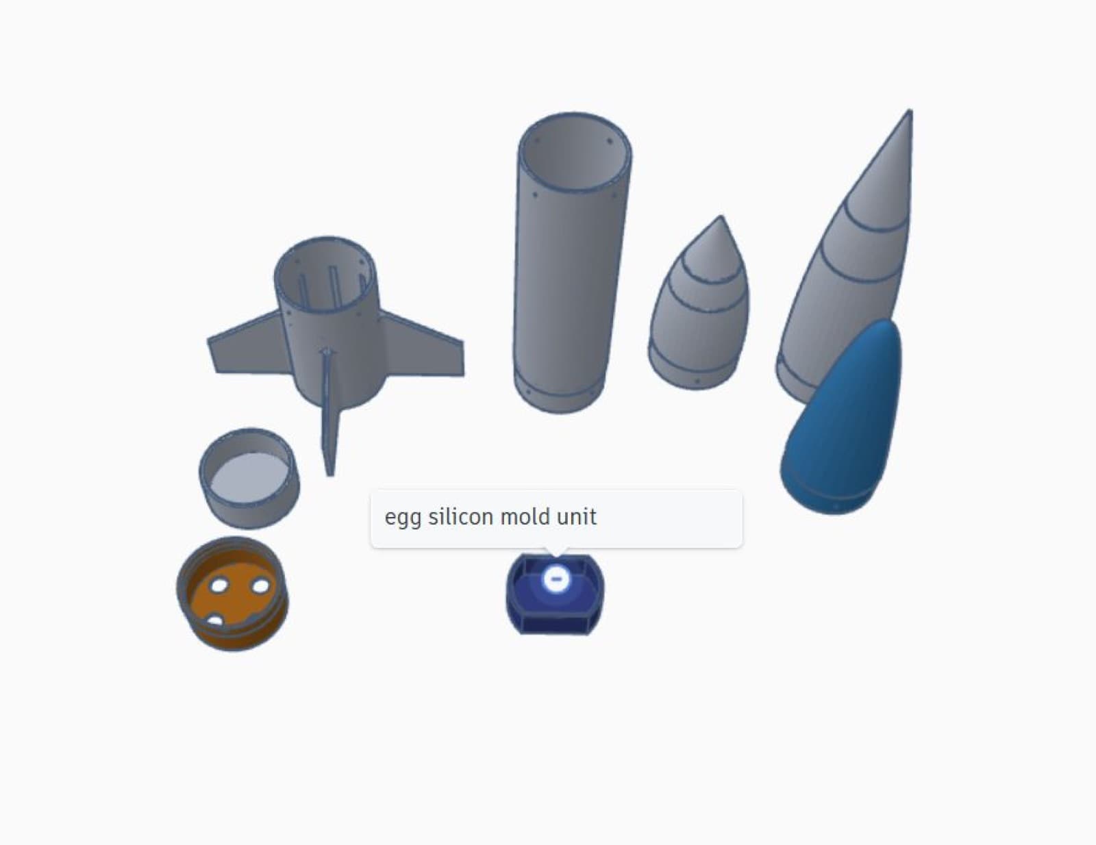 SolidWorks parts: fins, body tube, nose cones