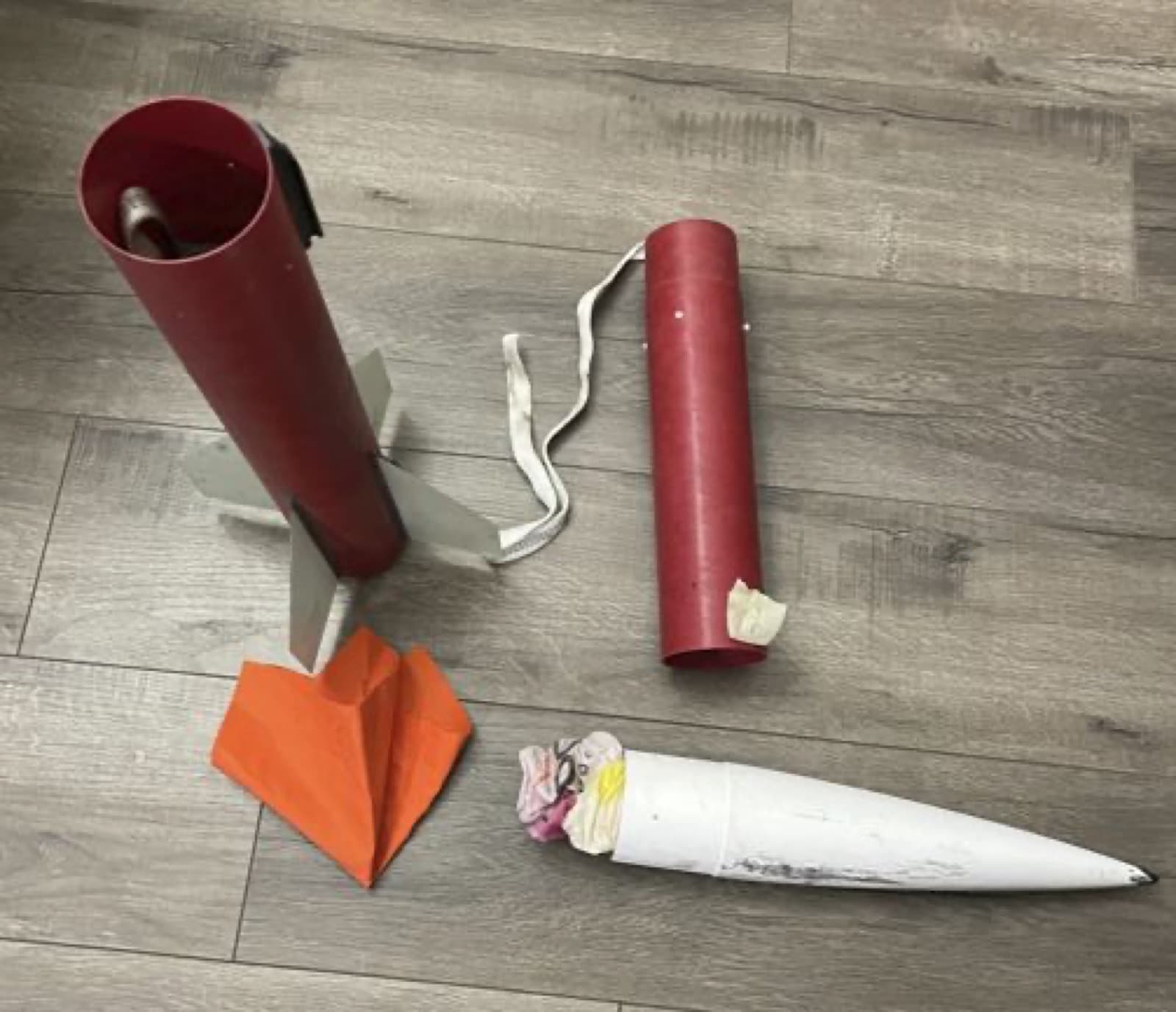 Rockets with fin can and nose cone