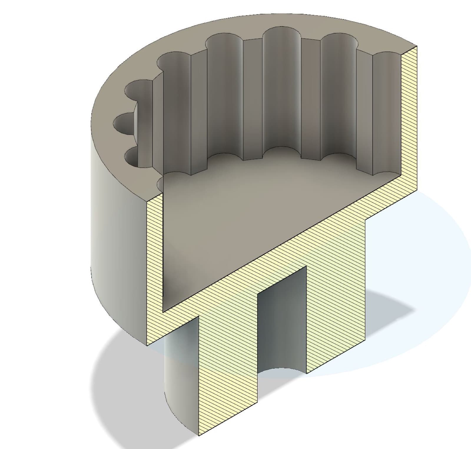 Cutaway of the splined coupler