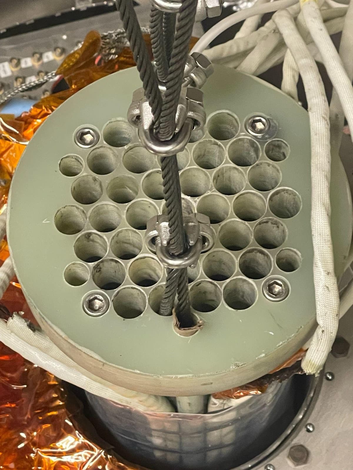 Cables threaded through the center stack