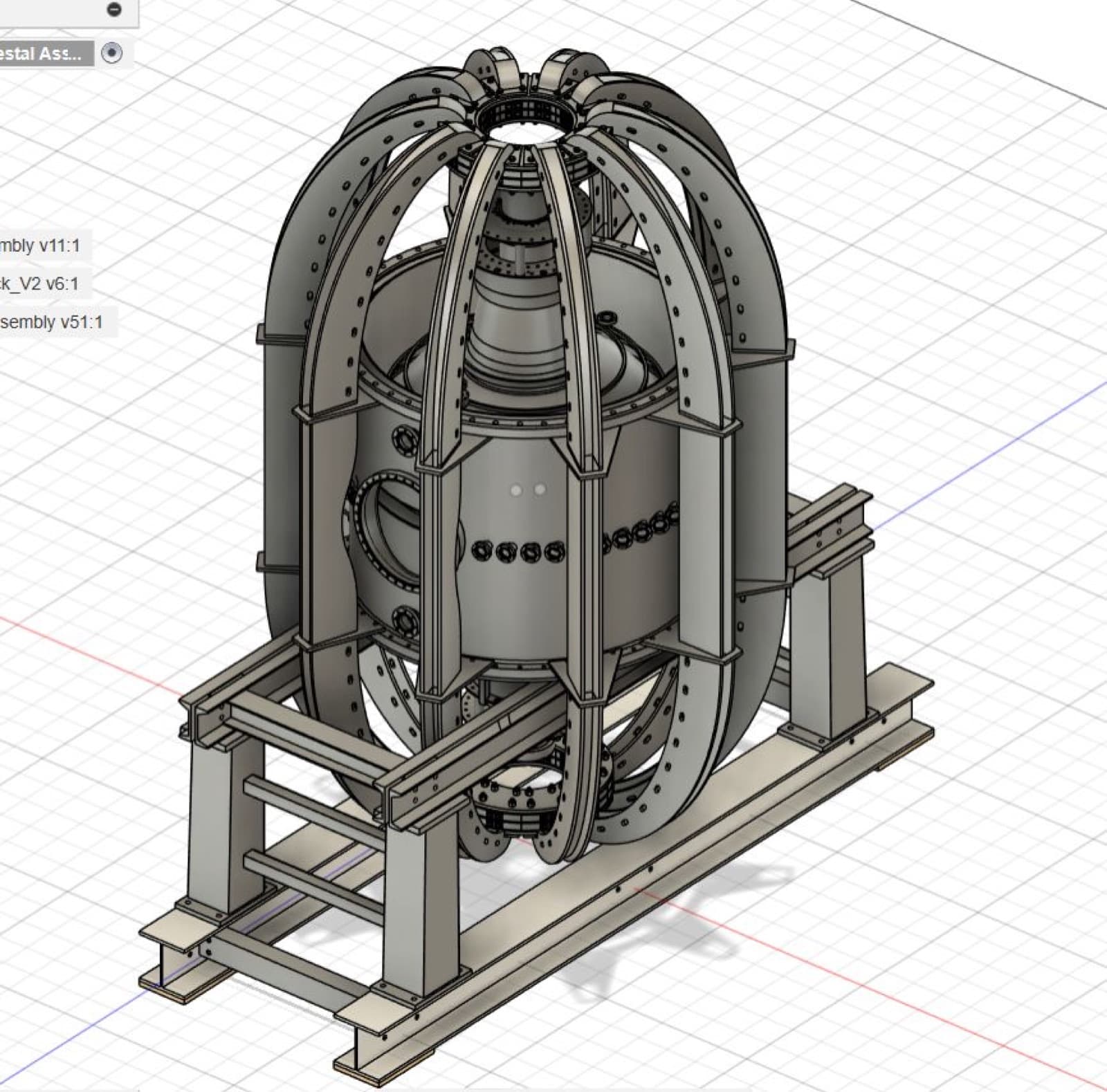 Fusion 360 assembly of the tokamak on its pedestal