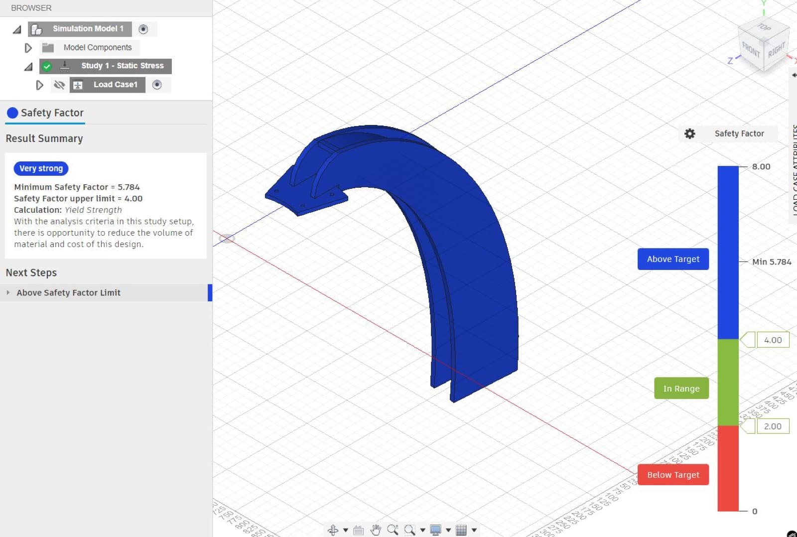 FEA safety factor result on a TF leg